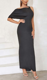 ONE SHOULDER SATIN MAXI DRESS IN BLACK DRESS STYLE OF CB 