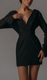 LONG SLEEVES V NECK MINI DRESS Dresses styleofcb 