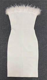 FEATHER STRAPLESS DRESS IN BLACK Dresses styleofcb 