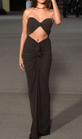 BANDEAU DRAPE MAXI DRESS IN BLACK DRESS styleofcb 