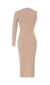 STREAMER IRREGULAR RUFFLE DRESS IN APRICOT styleofcb 