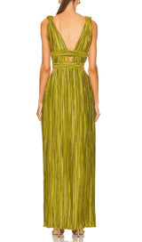 CUTOUT PLUNGE MIDI DRESS IN LIME GREEN DRESS STYLE OF CB 