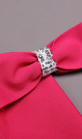 ONE-LINE SHOULDER WITH LARGE BOW IRREGULAR DRESS IN PEACH PINK styleofcb 