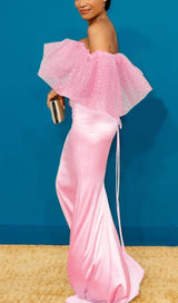 LACE SATIN MAXI DRESS IN PINK DRESS styleofcb 