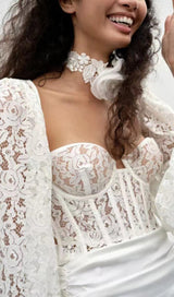 LACE CORSET MIDI DRESS IN WHITE DRESS styleofcb 