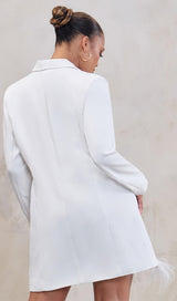 LONG SLEEVES FEATHER MINI DRESS IN WHITE Dresses styleofcb 