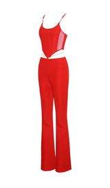 CORSET WIDE-LEGGED TWO-PIECE SUIT IN RED styleofcb 