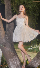 SEQUIN STRAPPY BUBBLE MINI DRESS IN WHITE DRESS STYLE OF CB 