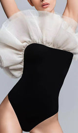 NET YARN RUFFLE ONE PIECE SWIMSUIT styleofcb 