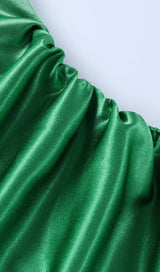 MONTEGO GREEN SATIN SIDE SLIT DRESS Dresses styleofcb 