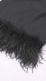 LONG SLEEVES FEATHER MINI DRESS IN BLACK styleofcb 