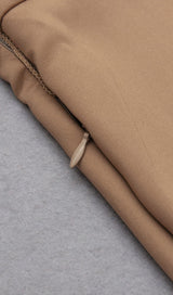 STRETCH LONG SLEEVES MINI DRESS IN PARCHMENT styleofcb 