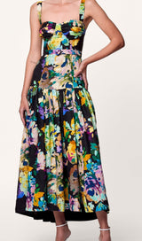 FLORAL STRAPPY MIDI DRESS IN MARTOS BLACK DRESS STYLE OF CB 