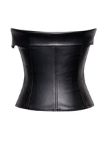MERLINA BLACK VEGAN LEATHER BUSTIER TOP Tops styleofcb 