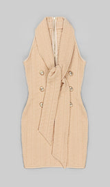 SLEEVELESS V NECK MINI DRESS IN APRICOT Dresses styleofcb 