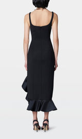 BANDAGE RUCHED MIDI DRESS IN BLACK Dresses styleofcb 