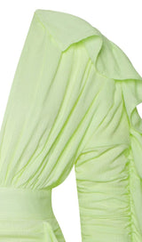 SAMARA YELLOW DRAPING RUFFLE SLEEVE DRESS Dresses styleofcb 