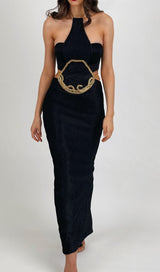 HALTER CHAIN MAXI DRESS IN BLACK styleofcb 