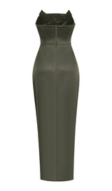 STRAPLESS SATIN SPLIT MAXI DRESS Dresses styleofcb 