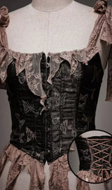 RETRO LEAVES FISHBONE GOTHIC CORSET TOP sis label 