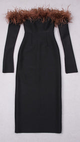 FEATHER OFF THE SHOULDER MIDI DRESS Dresses styleofcb 