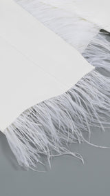 LONG SLEEVES FEATHER MINI DRESS IN WHITE Dresses styleofcb 