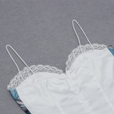 LACE SUSPENDER AND OIL PAINTING DRESS IN WHITE styleofcb 