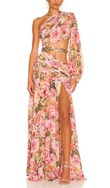 FLORAL PRINT ONE SHOULDER MAXI DRESS styleofcb 