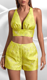 JACQUARD TWO PIECE SET IN YELLOW Clothing styleofcb 
