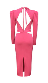 PHOSPHOR V-NECK WAIST CUT OUT MIDI DRESS styleofcb 