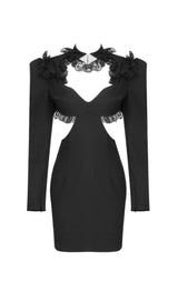 LACE HOLLOW OUT MINI DRESS IN BLACK DRESS styleofcb 