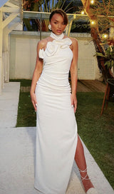 FLOWER SLEEVELESS MAXI DRESS IN WHITE styleofcb 