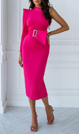 ONE SHOULDER MIDI DRESS IN PINK styleofcb 