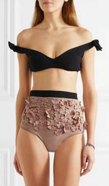 PINK EMBOSSED FLOWER SWIMSUIT Swimwear Oh CICI 