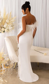 FEATHER STRAPLESS MAXI DRESS IN WHITE Dresses styleofcb 