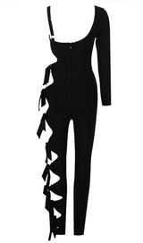 CUT OUT SINGLE-SLEEVE JUMPSUIT IN BLACK DRESS STYLE OF CB 