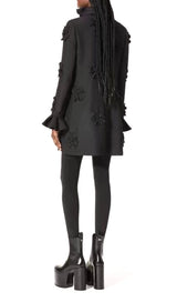 GIANNA STEREO FLOWER RUFFLE MINI DRESS IN BLACK styleofcb 