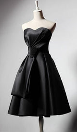 STRAPLESS SATIN MIDI DRESS IN BLACK styleofcb 