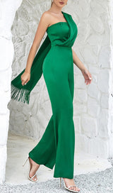 SATIN STRAP JUMPSUIT IN GREEN styleofcb 