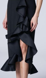 BANDAGE RUCHED MIDI DRESS IN BLACK Dresses styleofcb 