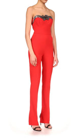 SEQUIN BANDAGE JUMPSUIT IN RED DRESS styleofcb 