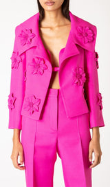 FLORAL TWO-PIECE JACKET DRESS IN RED DRESS STYLE OF CB 