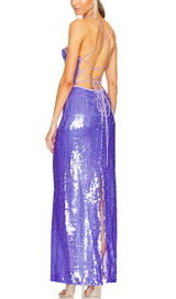 SEQUIN BACKLESS MAXI DRESS IN PURPLE styleofcb 