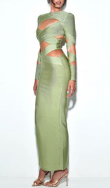 MAXI LONG SLEEVE BANDAGE DRESS IN GREEN Dresses styleofcb 