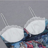 LACE SUSPENDER AND OIL PAINTING DRESS IN WHITE styleofcb 