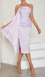 SATIN CRYSTAL MIDI DRESS IN LILAC GRAY DRESS styleofcb 