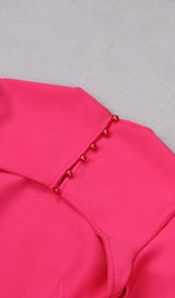 LONG SLEEVE OPEN BACK SLIT DRESS IN ROSE RED Bandage Dresses styleofcb 