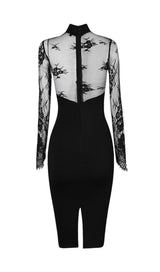 BLACK LACE STITCHED CHEST HOLLOW DRESS styleofcb 