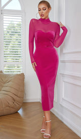 LONG SLEEVED SHEATH DRESS IN ROSE RED DRESSES styleofcb 