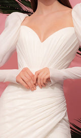 PLEATED BUTTOCK DRESS IN WHITE styleofcb 